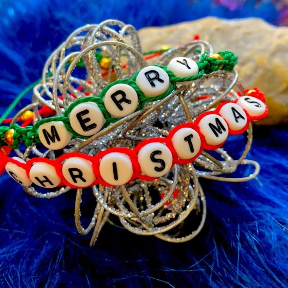 Merry Christmas braided handmade set bracelet